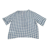 Petit Indi Camicia Tinta Unita con Fantasia A Quadri per Neonato SS25BK7133X BLU PETIT INDI 