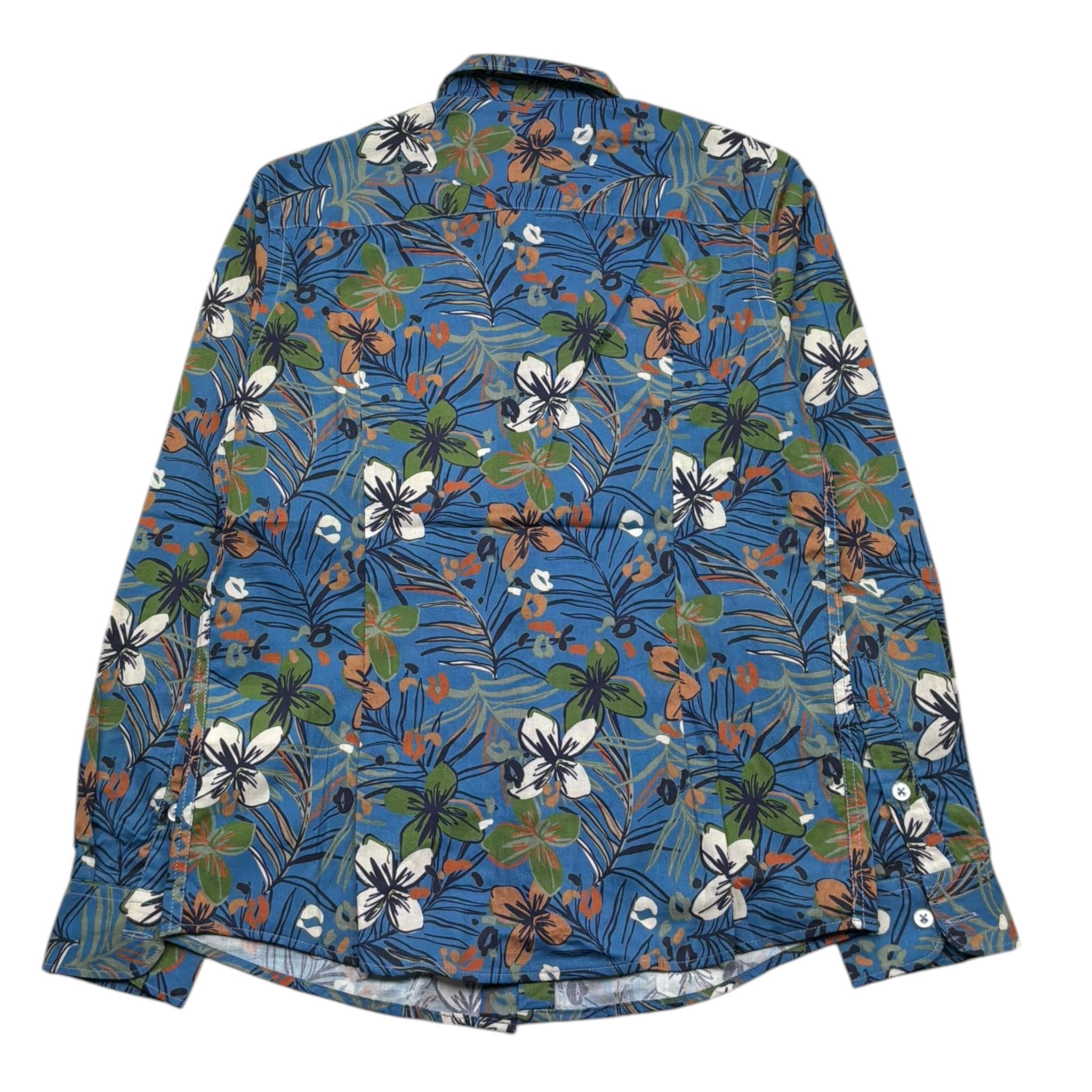 Manuel Ritz Camicia Manica Lunga Tinta Unita con Stampa Floreale per Bambino MR2893 BLU MANUEL RITZ 