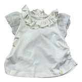 Le Bebe T-Shirt con Colletto Tinta Unita con Maniche Ricamate per Neonata LBG6323 BIANCO LE BEBE 