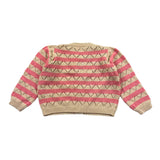 Zhoe &amp; Tobiah Beige/Pink Zweifarbige Strickjacke mit durchbrochenem Streifenmuster für Mädchen