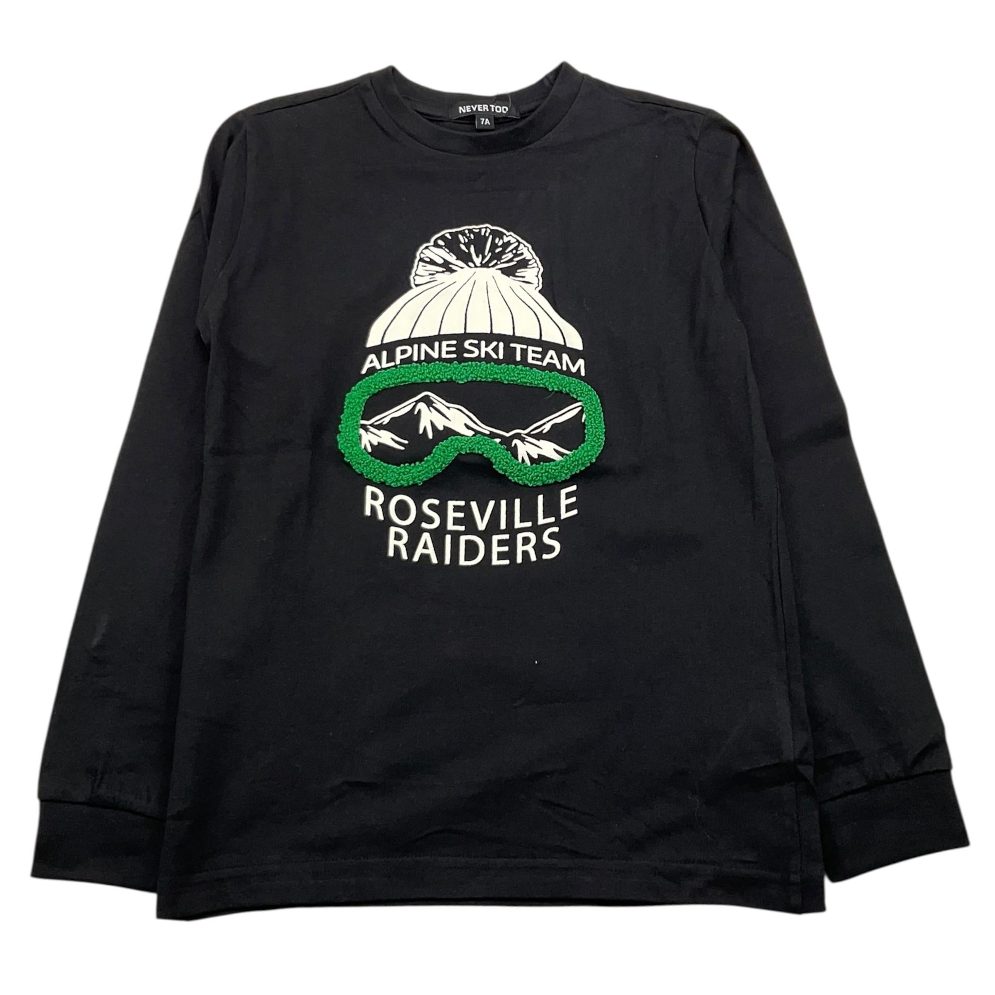 NEVER TOO shirt girocollo tinta unita con stampa Nero per Bambino NT2164BX NERO NEVER TOO 