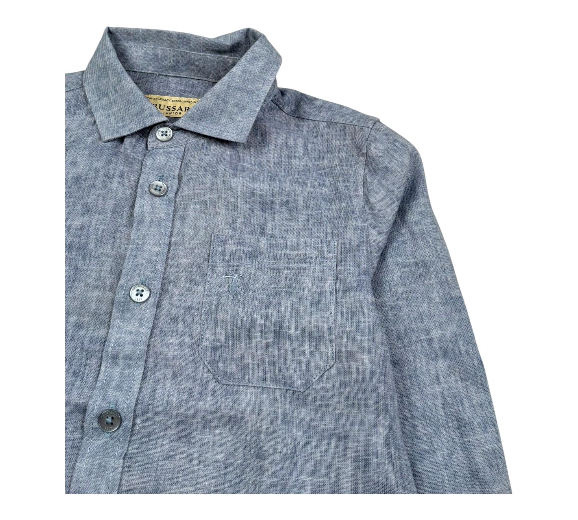 Trussardi Camicia Manica Lunga Tinta Unita per Bambino TBP26065CA BLU TRUSSARDI 