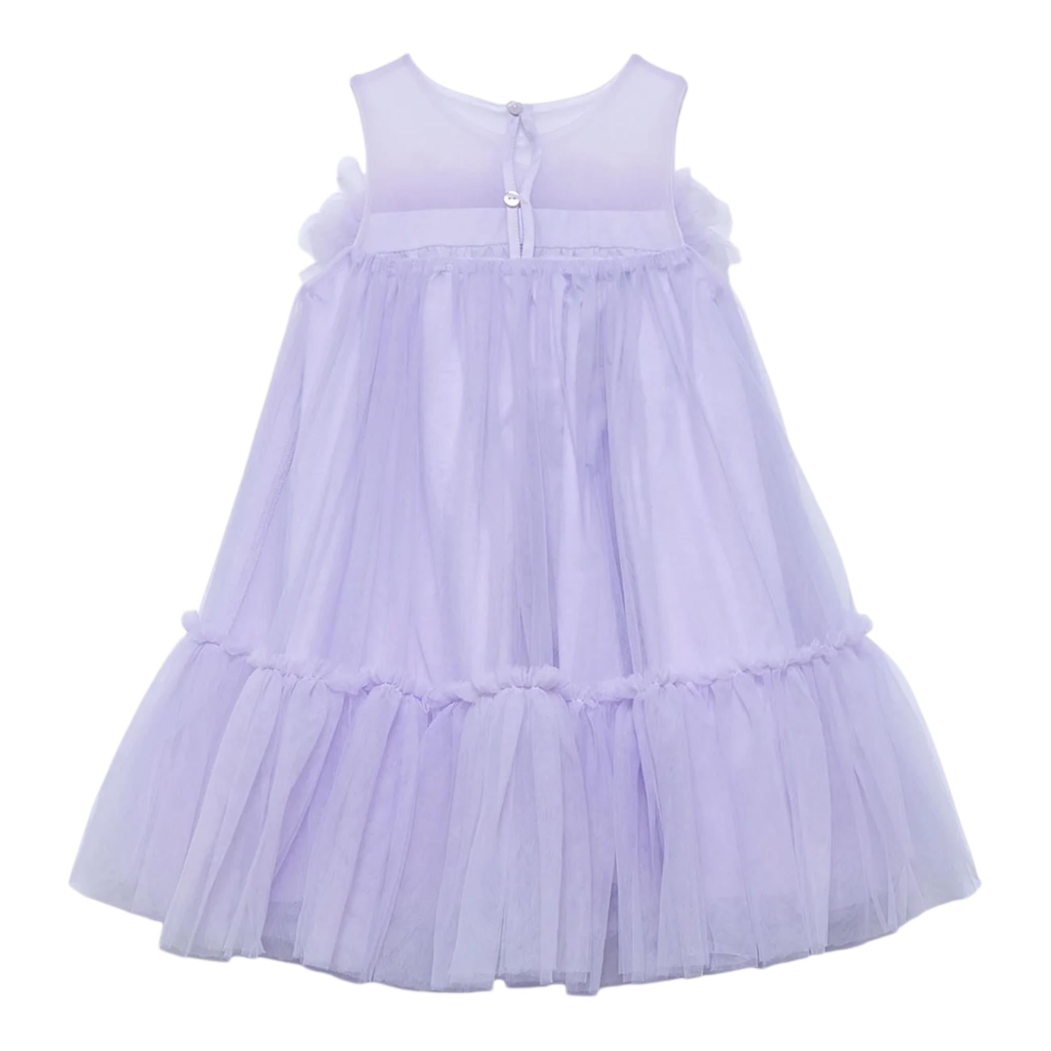 Abel & Lula Abito Tinta Unita Giromanica con Tulle per Bambina 5051XX LILLA ABEL & LULA 