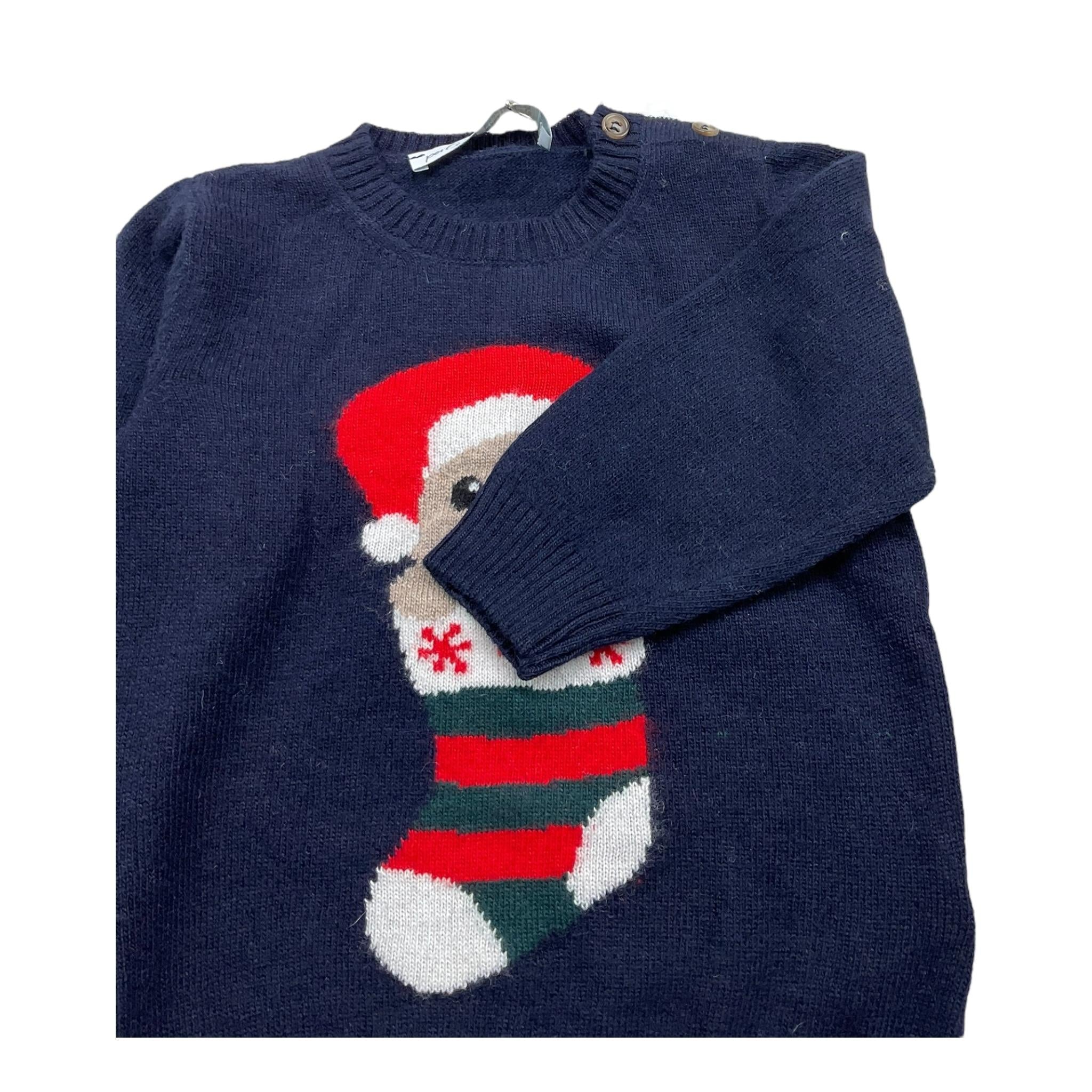 PER TE maglia girocollo tinta unita con ricami Blu per Neonato 44416 BLU PER TE 