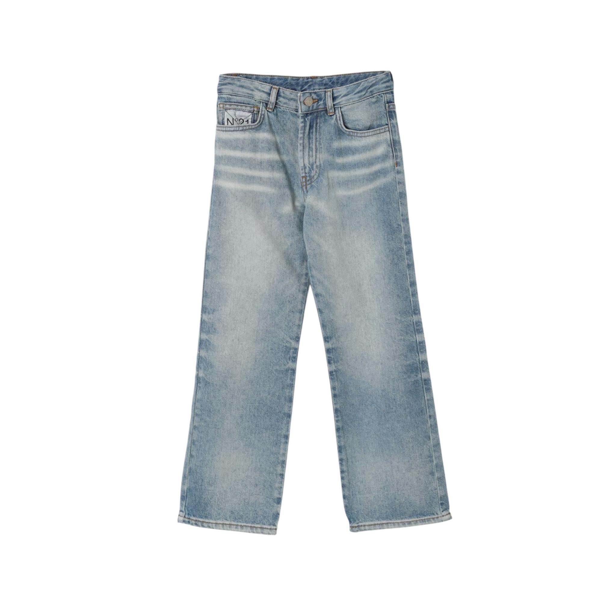 N°21 jeans tinta unita con girovita regolabile Azzurro per Bambino N21A09 AZZURRO N°21 