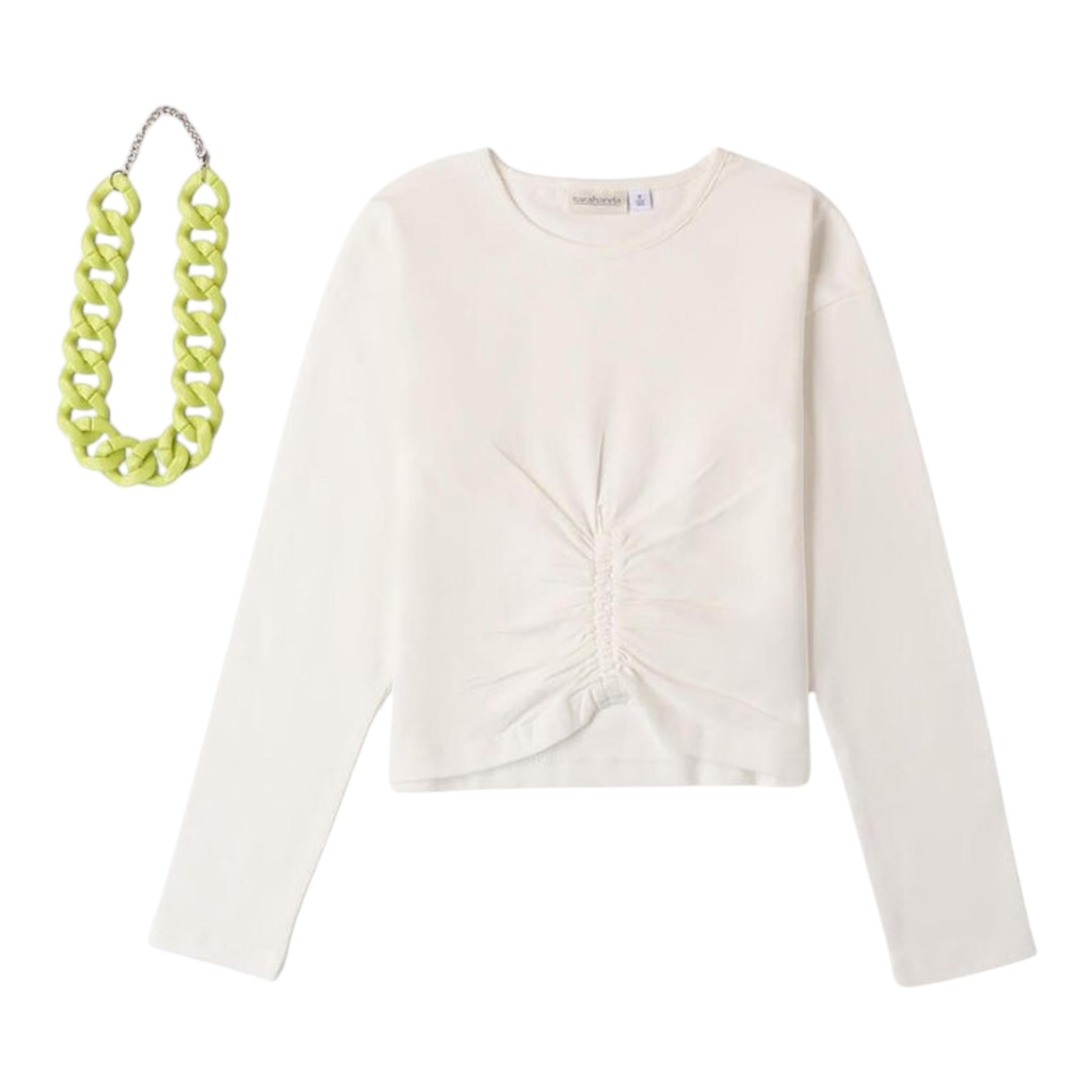 SARABANDA shirt girocollo tinta unita cn collana Bianco per Bambina A790 BIANCO SARABANDA 