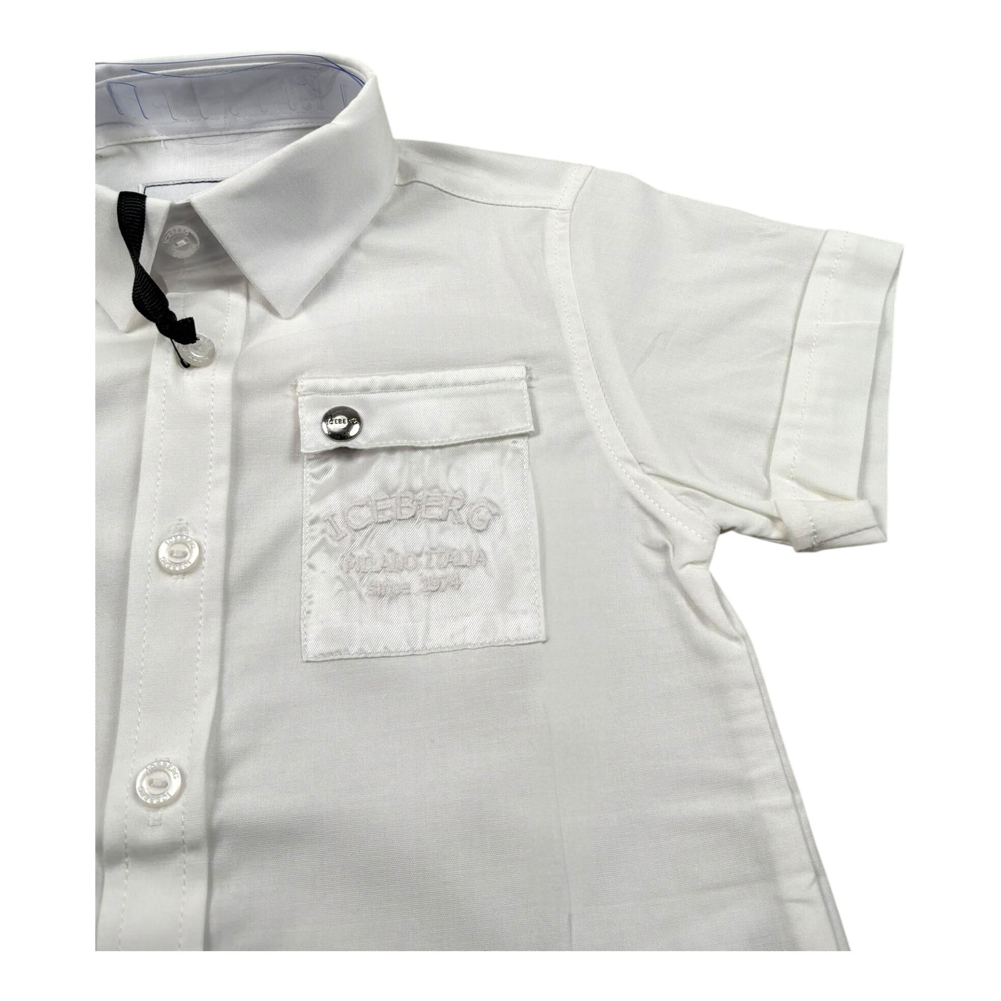 Iceberg Camicia Mezza Manica Tinta Unita per Neonato CMICE5108B BIANCO ICEBERG 