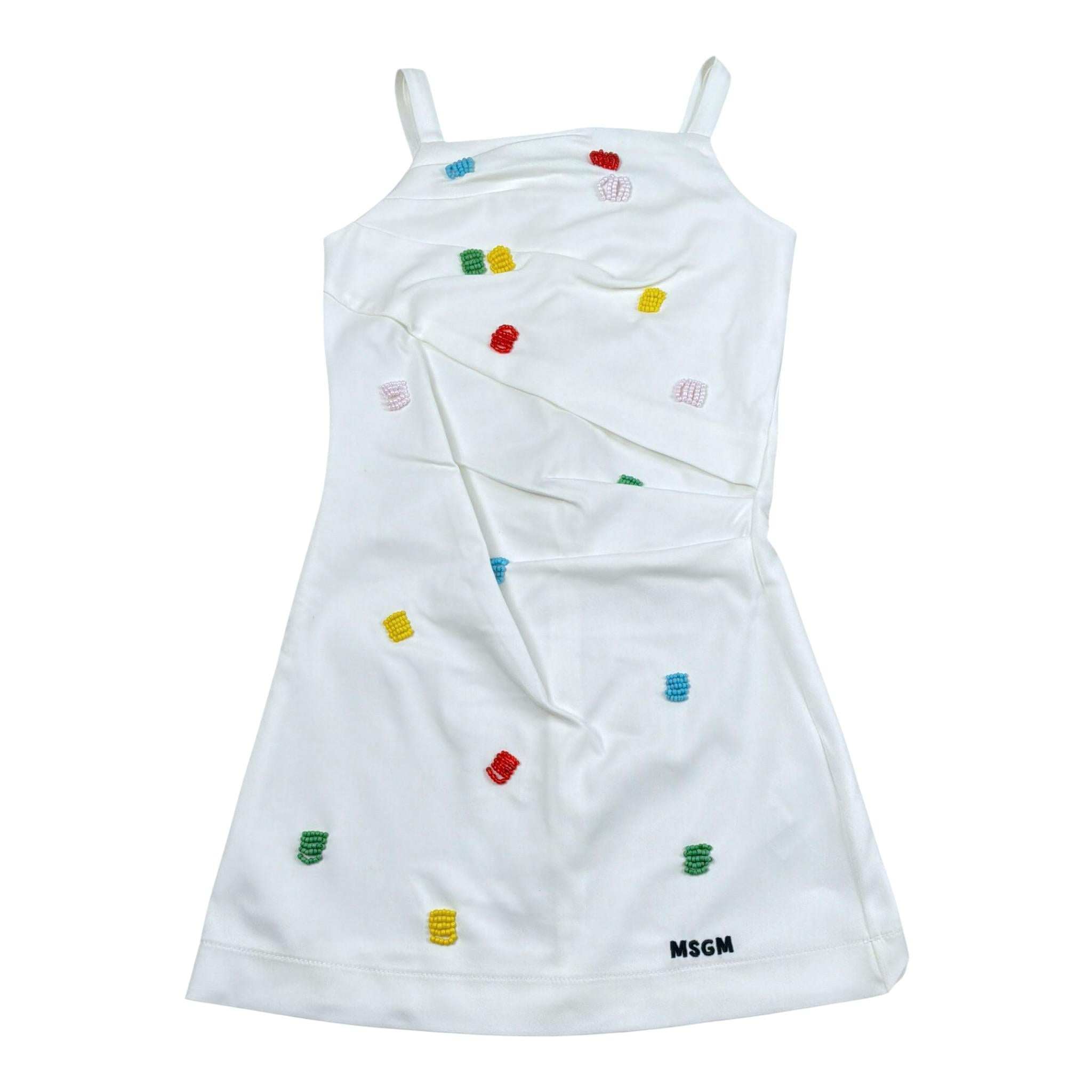 Msgm Abito Tinta Unita con Applicazioni per Bambina S5MSJGDR233 BIANCO MSGM 
