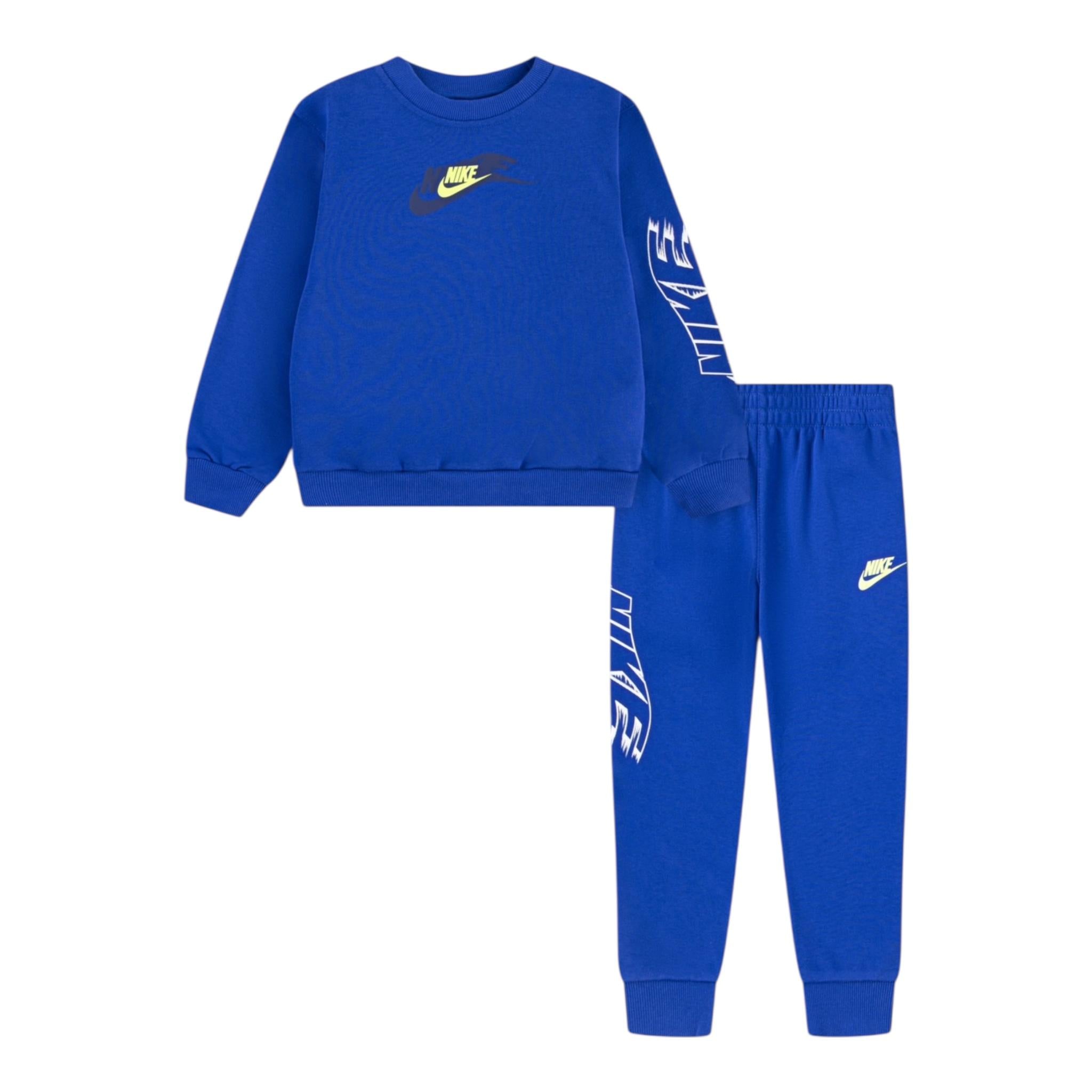 Nike Completo 2 Pezzi Felpa-Pantalone Tinta Unita per Neonato 66M727 BLU NIKE 