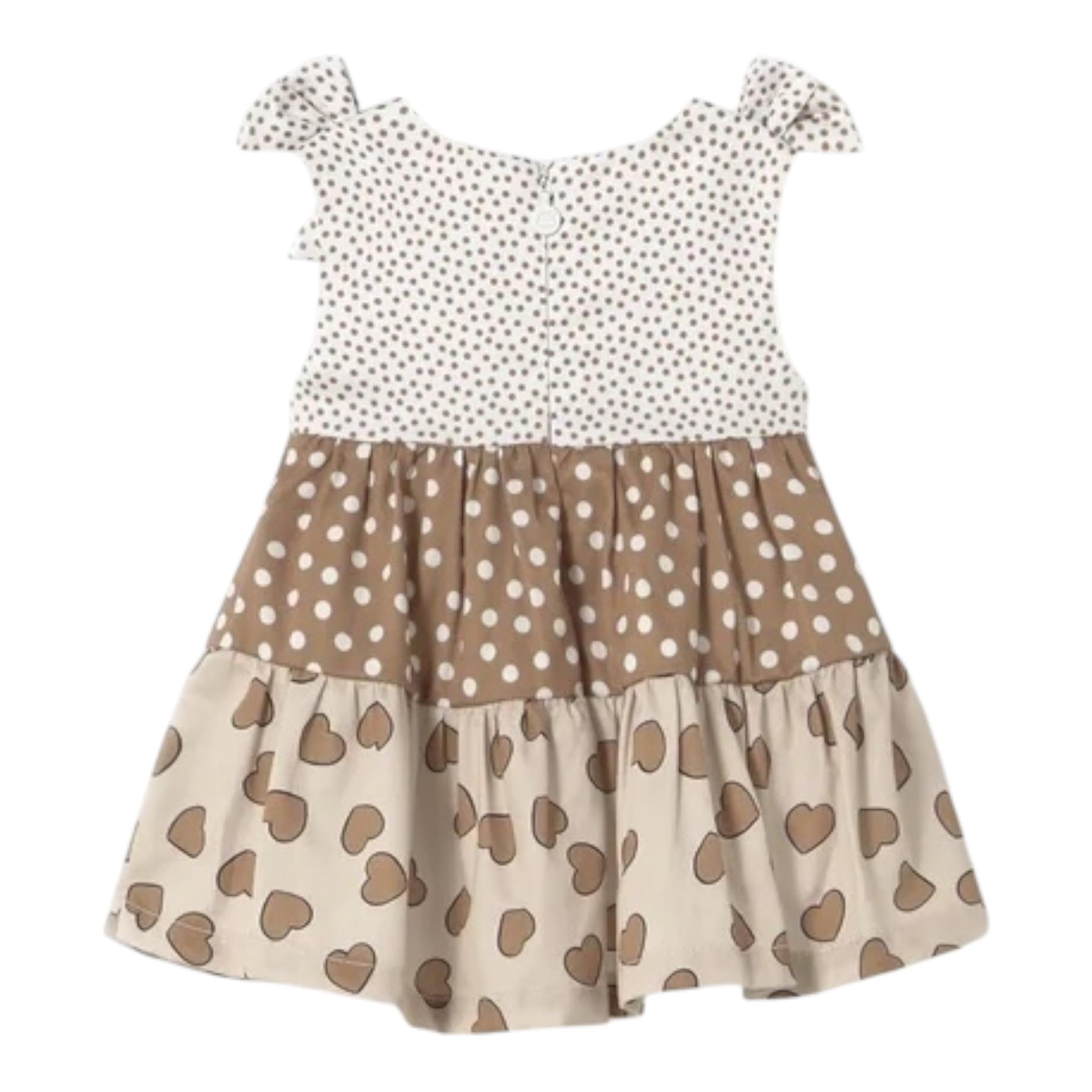 Mayoral Abito Bicolore con Fantasia A Pois per Neonata 1868 BIANCO/MARRONE MAYORAL 