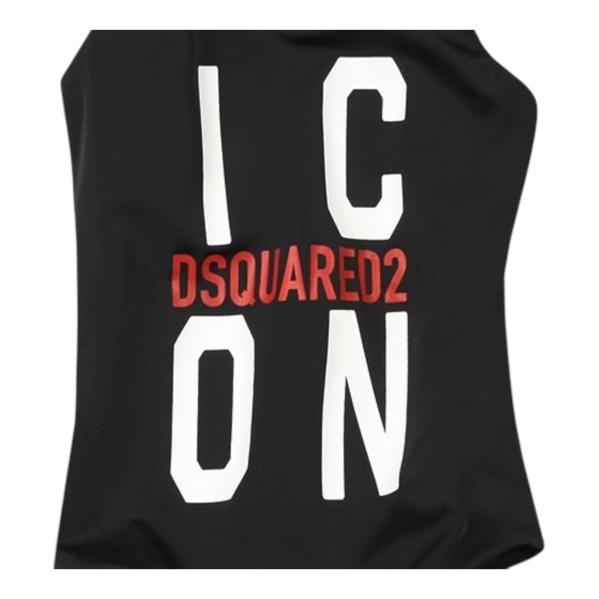 Dsquared2 Costume Intero Tinta Unita con Stampa per Bambina DQ0276 NERO DSQUARED2 