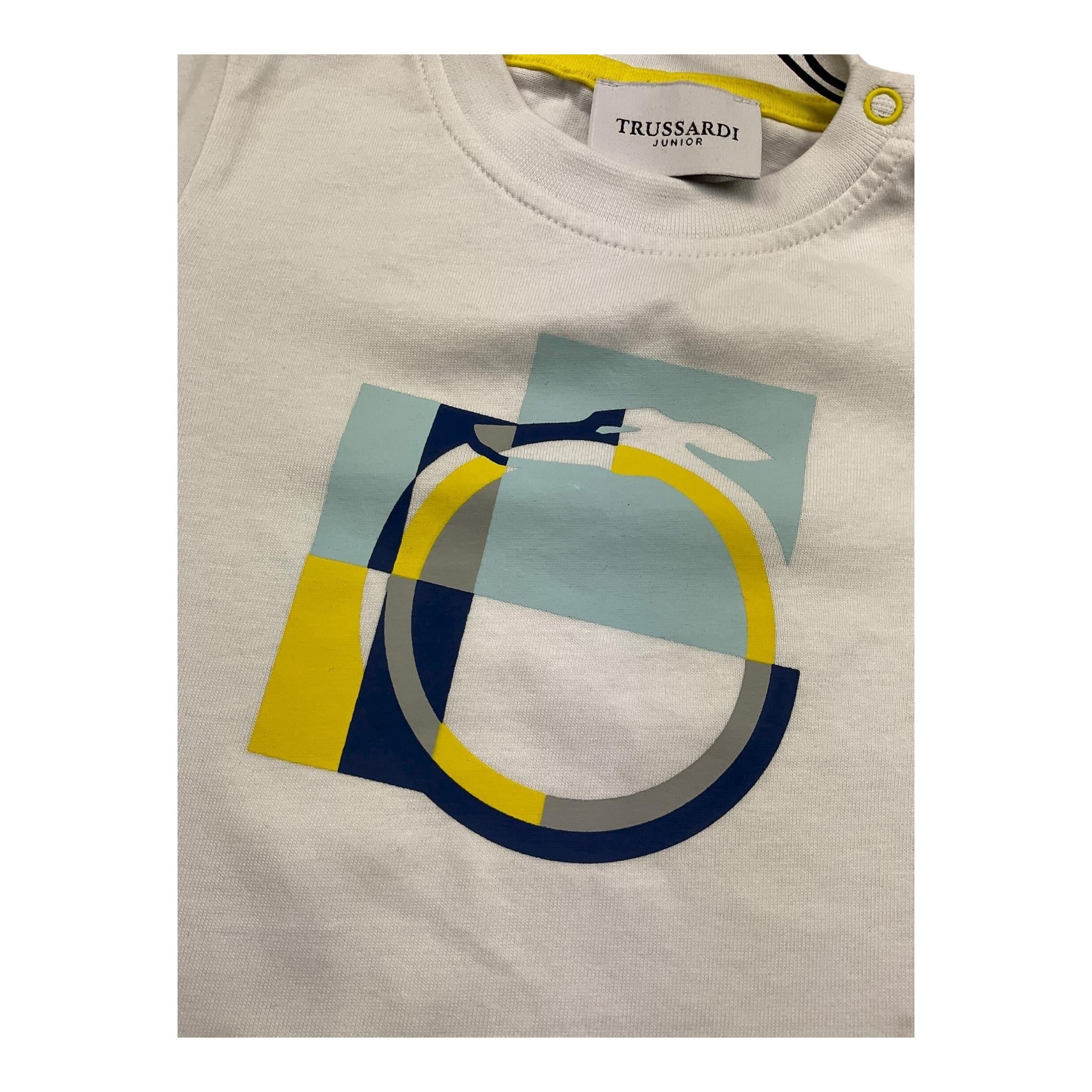 Trussardi T-Shirt Girocollo Tinta Unita con Stampa per Neonato TIP23101TS BIANCO TRUSSARDI 
