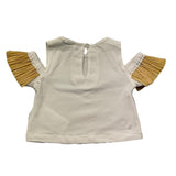 Miss Grant T-Shirt Girocollo Tinta Unita con Scollo Sulle Spalle E Maniche In Paglia per Neonata MG1328N BIANCO MISS GRANT 