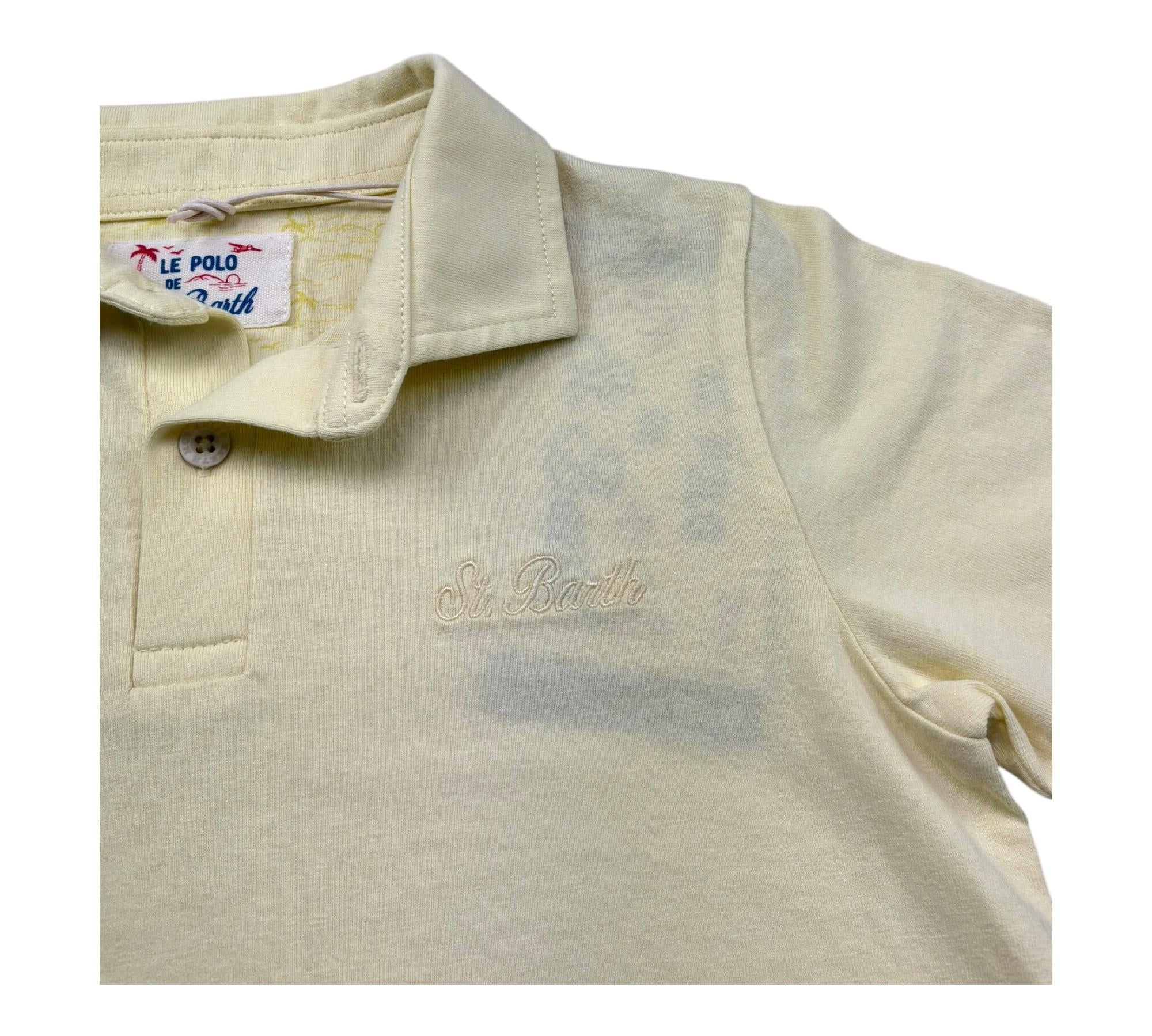 Saint Barth Polo Mezza Manica Tinta Unita con Ricami per Bambino BRIGHTON GIALLO SAINT BARTH 