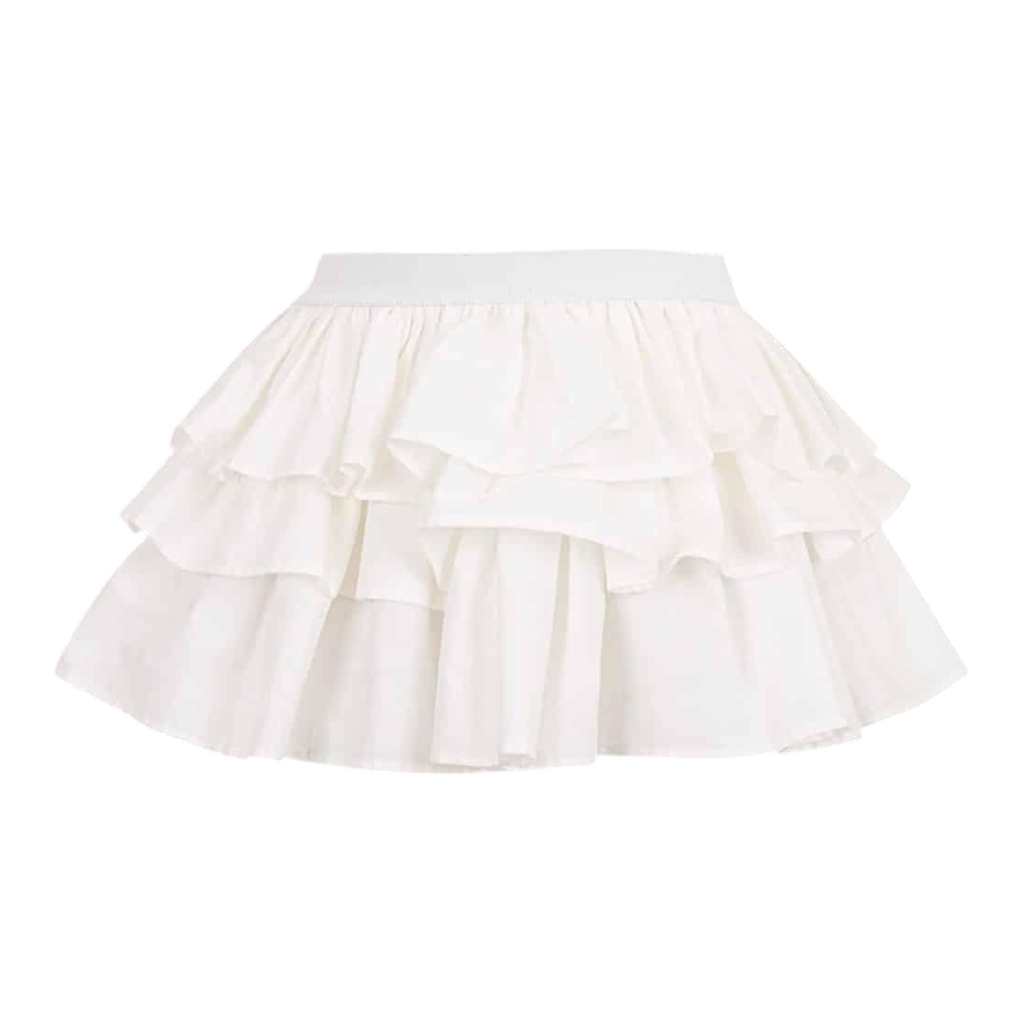 Dou Dou Gonna Tinta Unita con Balze E Elastico In Vita per Bambina DW7A61 BIANCO DOU DOU 