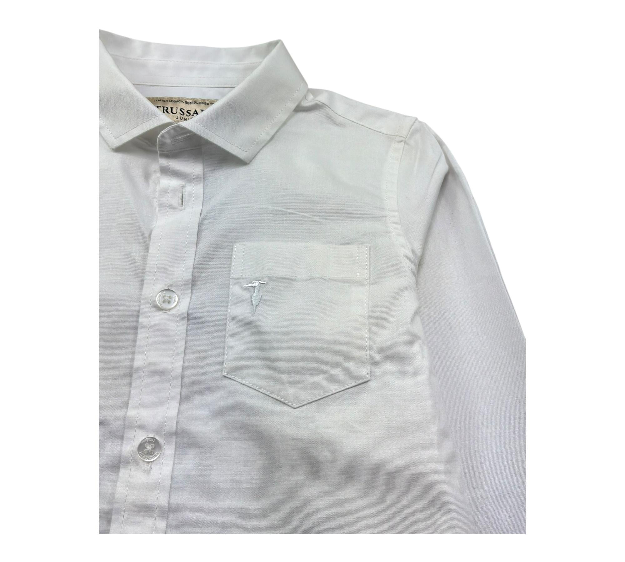 Trussardi Camicia Manica Lunga Tinta Unita con Taschino per Bambino TBP26028CA BIANCO TRUSSARDI 