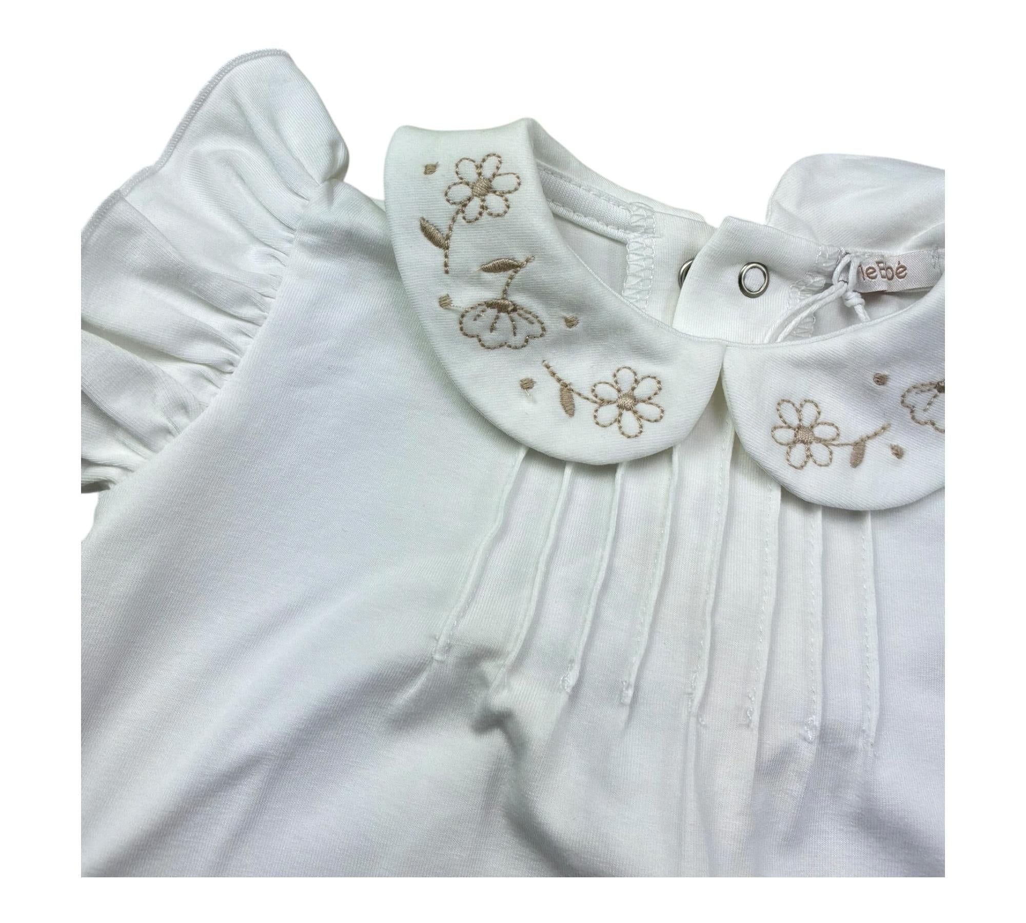 Le Bebe Pagliaccetto Mezza Manica Tinta Unita per Neonata LBG6308 BIANCO LE BEBE 