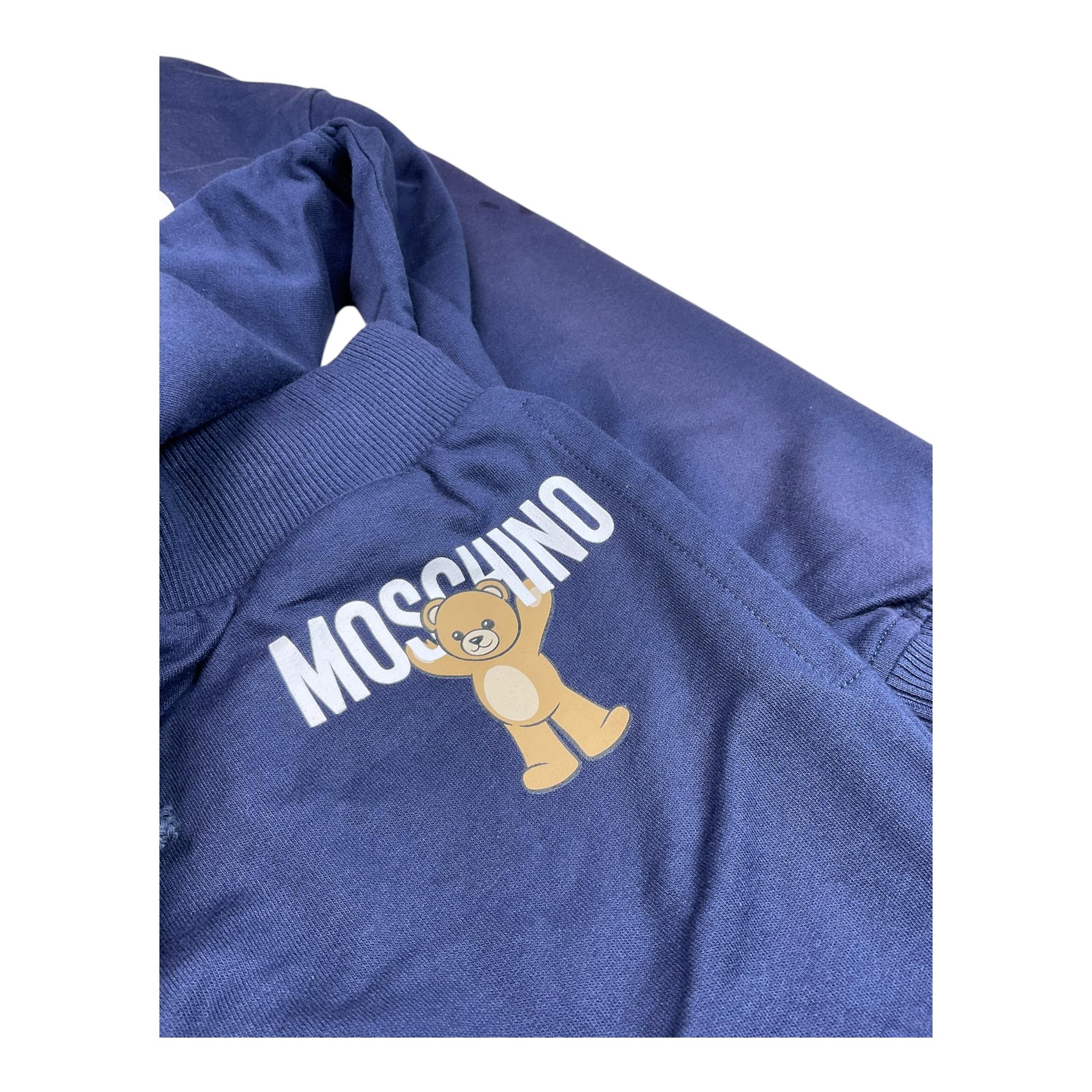 MOSCHINO completo 2pz felpa tinta unita con cappuccio e stampa-pantalone Blu per Bambino HUK04A BLU MOSCHINO 