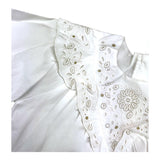 Chloe' Camicia Mezza Manica Tinta Unita In Pizzo Sangallo Bianco Per Bambina