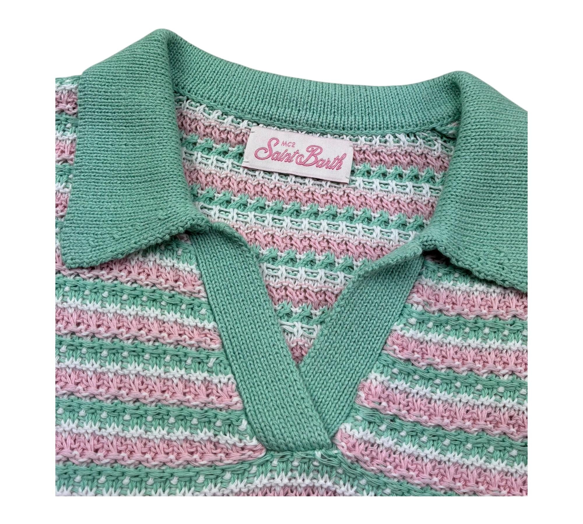 Saint Barth Polo Mezza Manica Fantasia A Righe per Bambina CADDY MULTICOLOR SAINT BARTH 