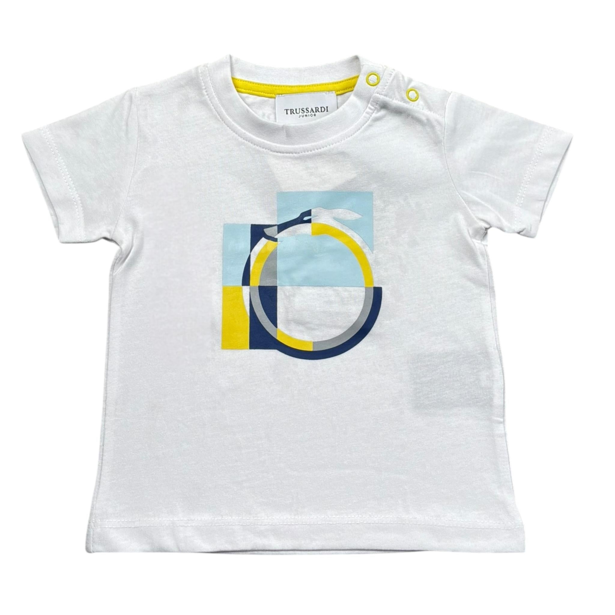 Trussardi T-Shirt Girocollo Tinta Unita con Stampa per Neonato TIP23101TSX BIANCO TRUSSARDI 