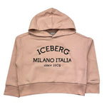 ICEBERG felpa chiusa con cappuccio tinta unita con stampa logo Rosa per Bambina MFICE5336J ROSA ICEBERG 