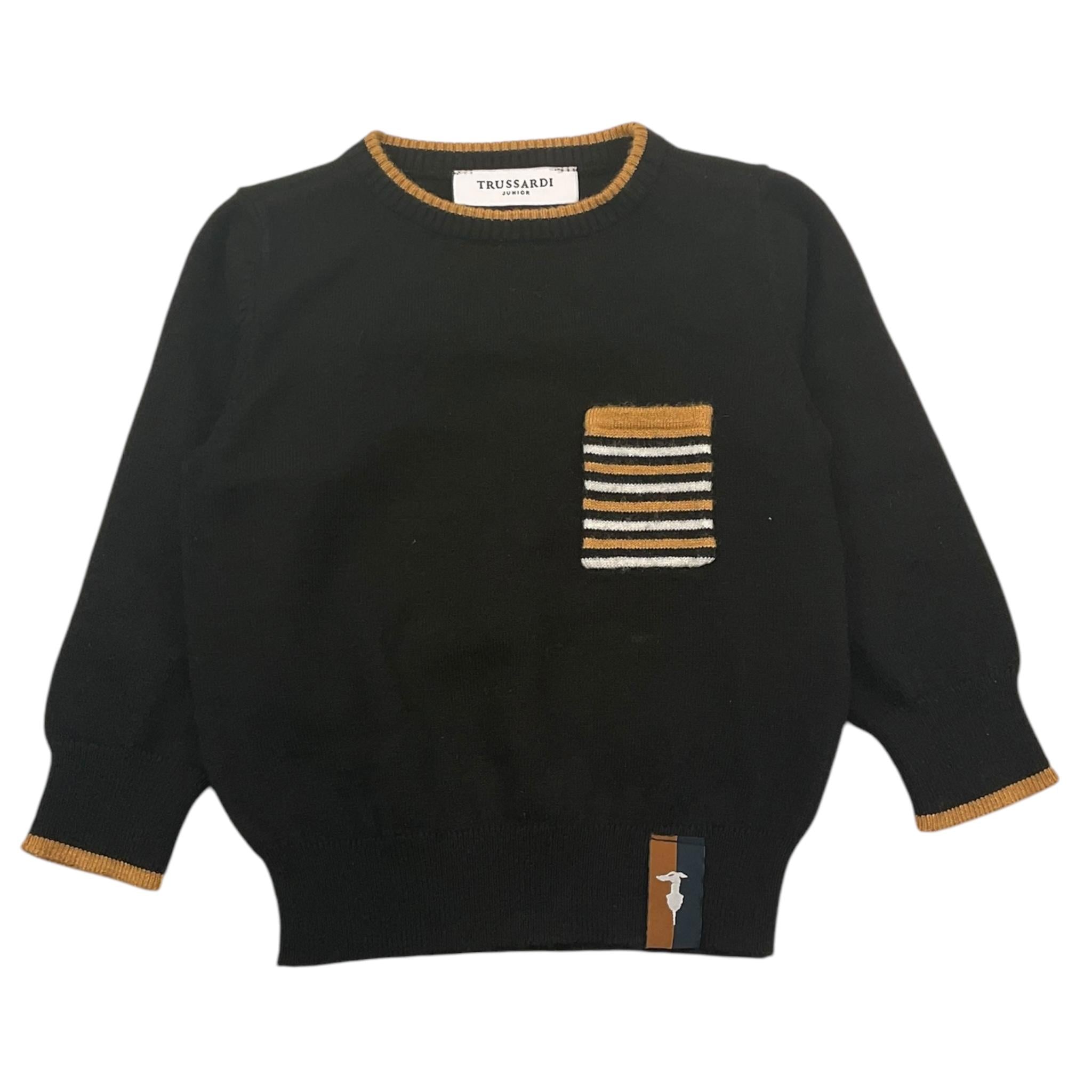 TRUSSARDI maglia girocollo tinta unita con taschino Nero per Neonato TIA25079MA NERO TRUSSARDI 