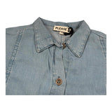 Please Camicia Mezza Manica Tinta Unita per Neonata CC85010G71 AZZURRO PLEASE 