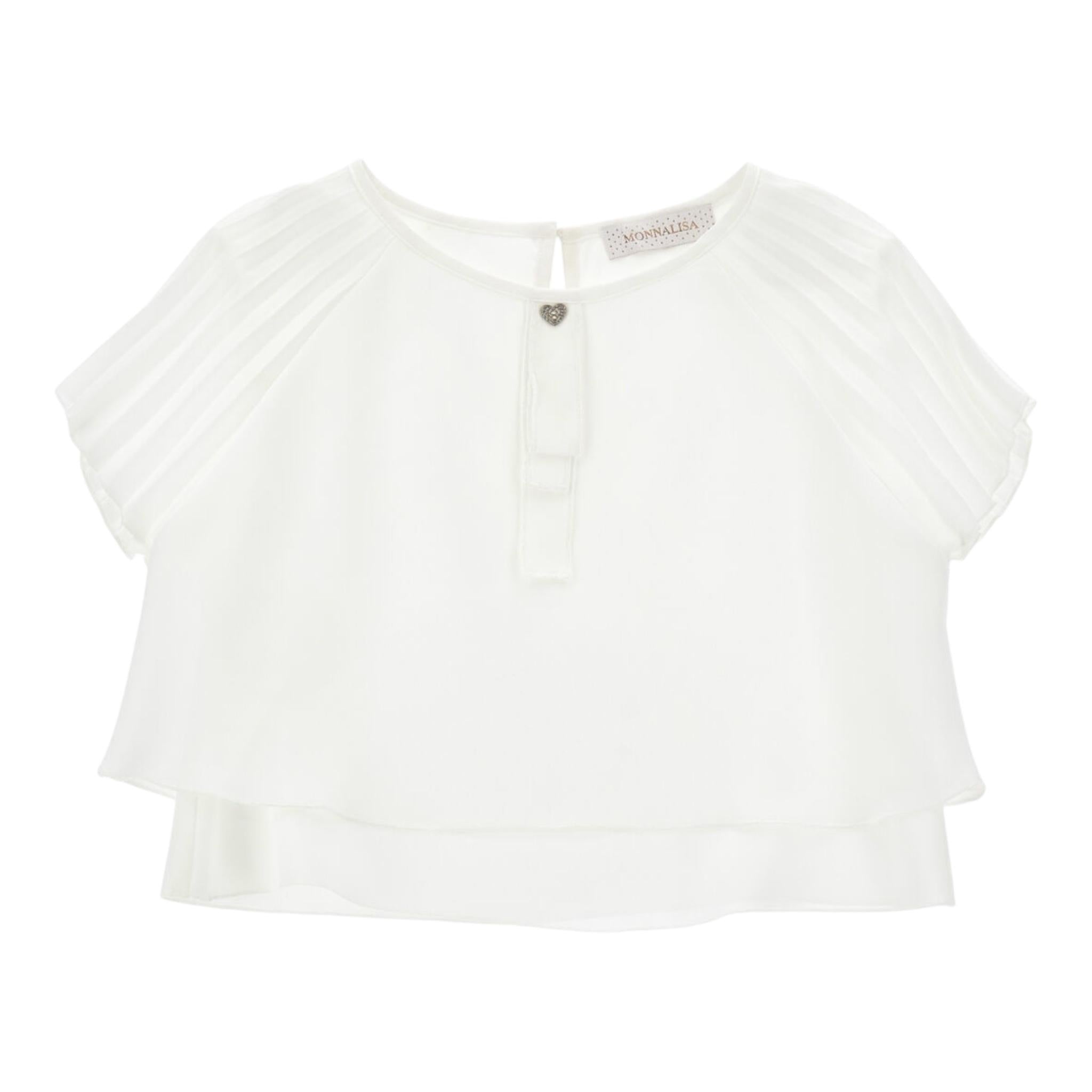 Monnalisa Camicia Mezza Manica Tinta Unita per Bambina 79E610X BIANCO MONNALISA 