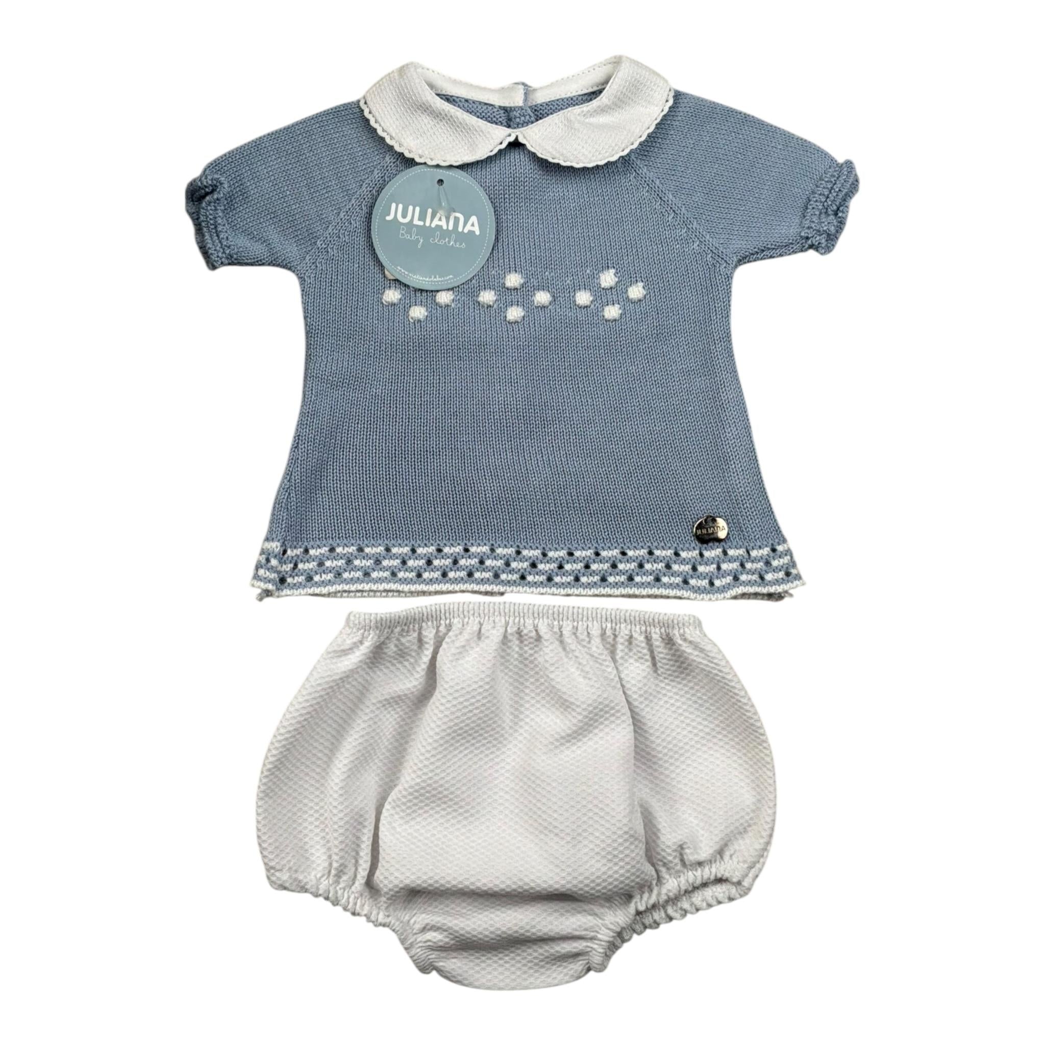 Juliana Completo 2 Pezzi T-Shirt-Coulotte In Maglia Azzurro per Neonato J3057 AZZURRO JULIANA 