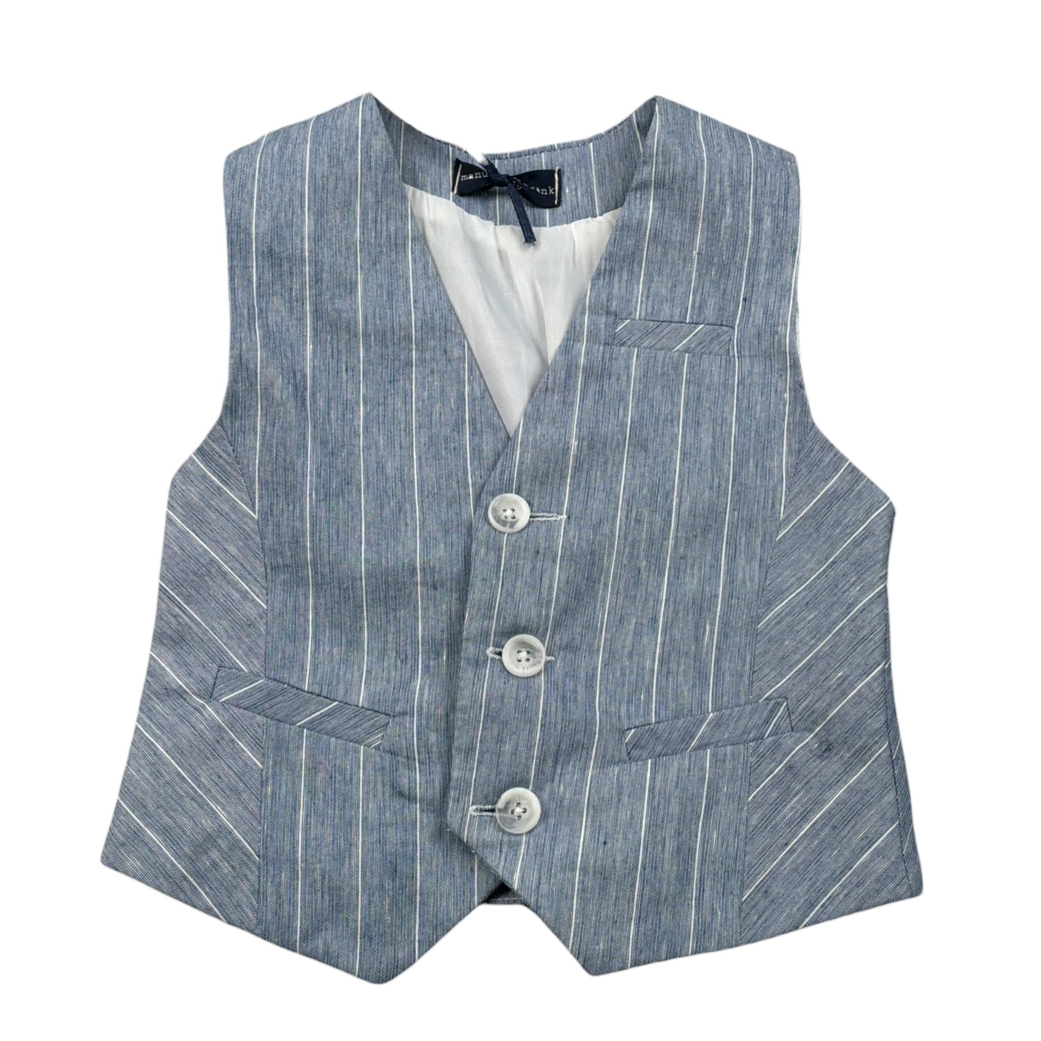 Manuel & Frank Gilet Tinta Unita con Fantasia per Bambino MF5193BX AZZURRO MANUEL & FRANK 
