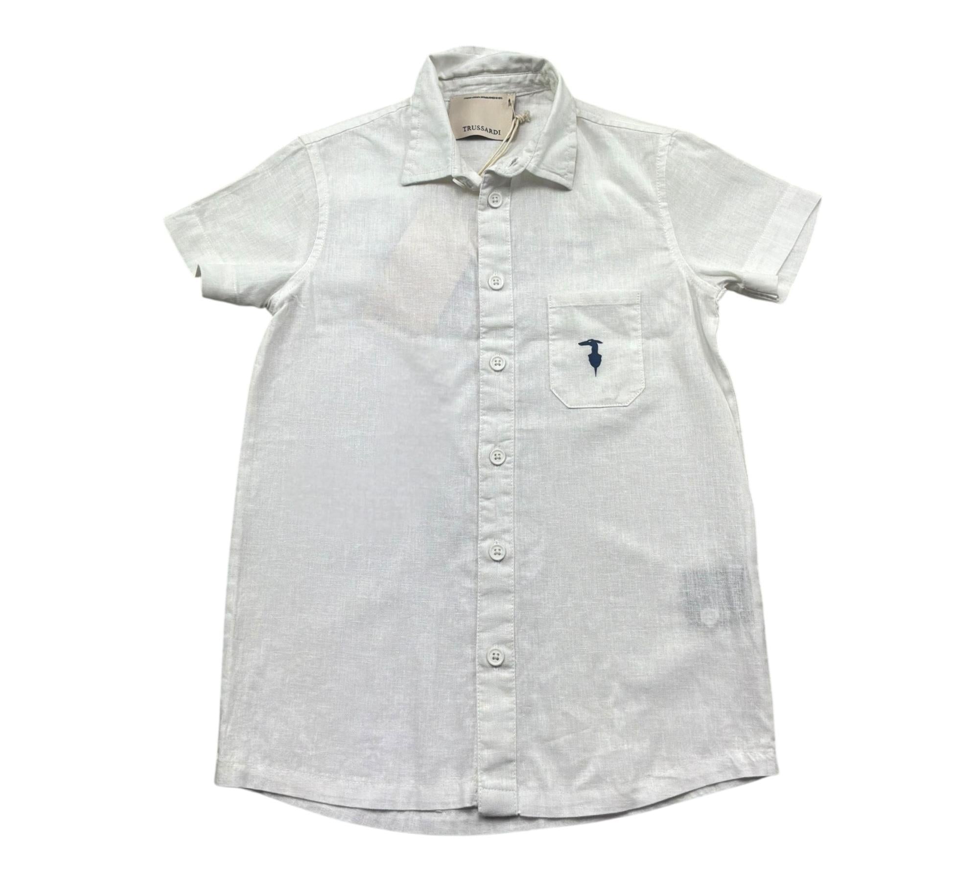 Trussardi Camicia Mezza Manica Tinta Unita con Taschino per Bambino TBP26007CA BIANCO TRUSSARDI 