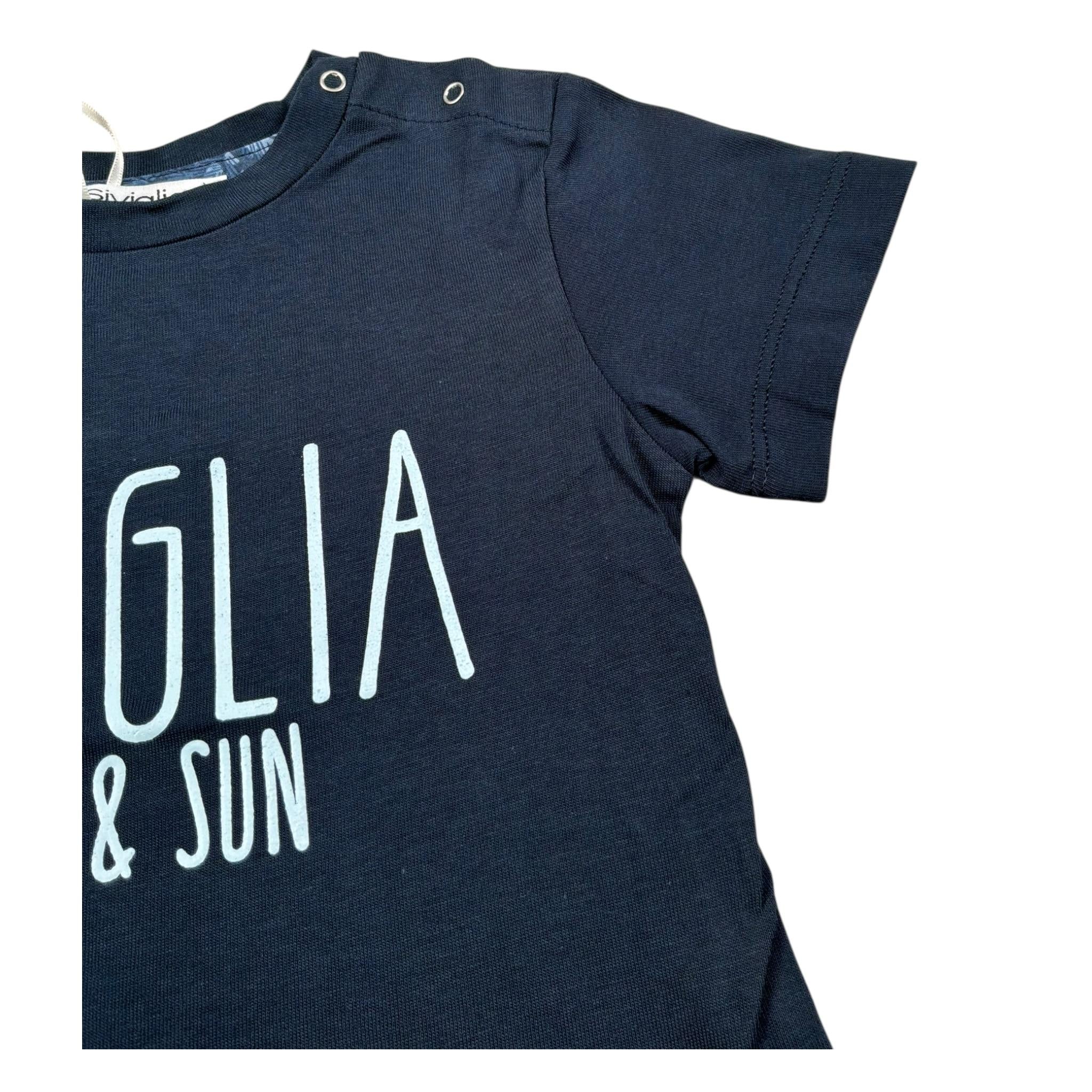 Siviglia T-Shirt Girocollo Tinta Unita con Stampa per Bambino SVNTS17286J BLU SIVIGLIA 