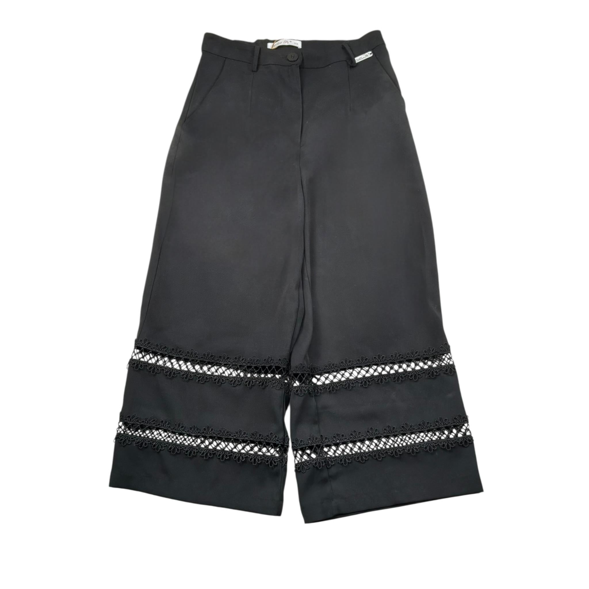 Alice Pi Pantalone Tinta Unita Modello A Palazzo per Bambina 2423 NERO ALICE PI 