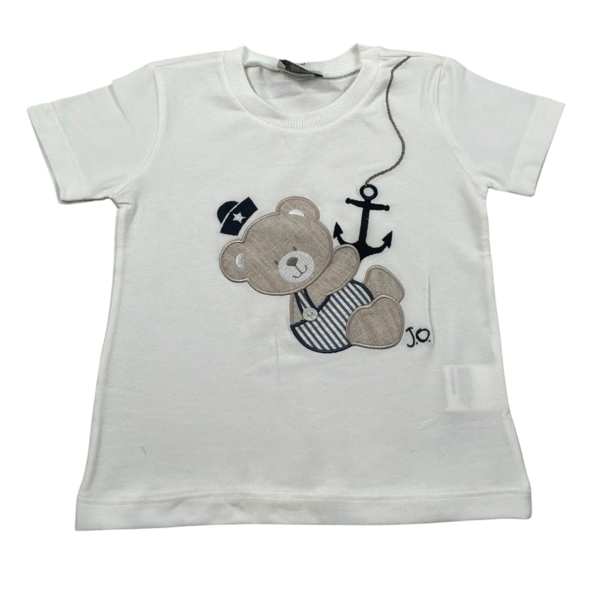 J.O. Milano T-Shirt Girocollo tinta unita con Stampa Panna per Neonato 576B3 PANNA J.O. MILANO 