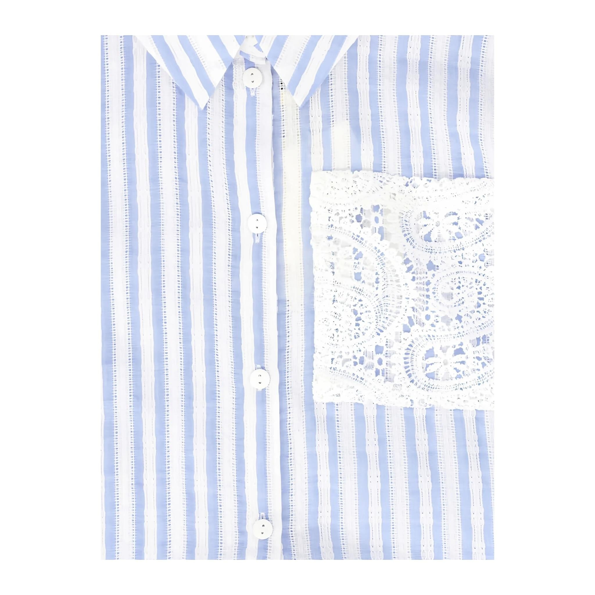 Twinset Camicia Tinta Unita con Fantasia A Righe per Bambina 251GJ2472X BIANCO/AZZURRO TWINSET 