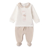 MINI BANDA completo 2pz maglia-ghettina bicolore Bianco/beige per Neonata 3A658 BIANCO/BEIGE MINI BANDA 
