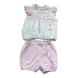 Le Bebe Completo 2 Pezzi T-Shirt-Culotte per Neonata LBG6218 BIANCO/ROSA LE BEBE 