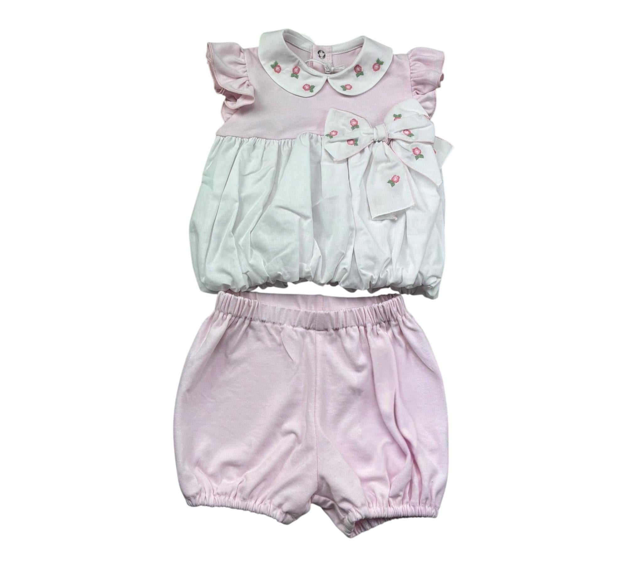 Le Bebe Completo 2 Pezzi T-Shirt-Culotte per Neonata LBG6218 BIANCO/ROSA LE BEBE 