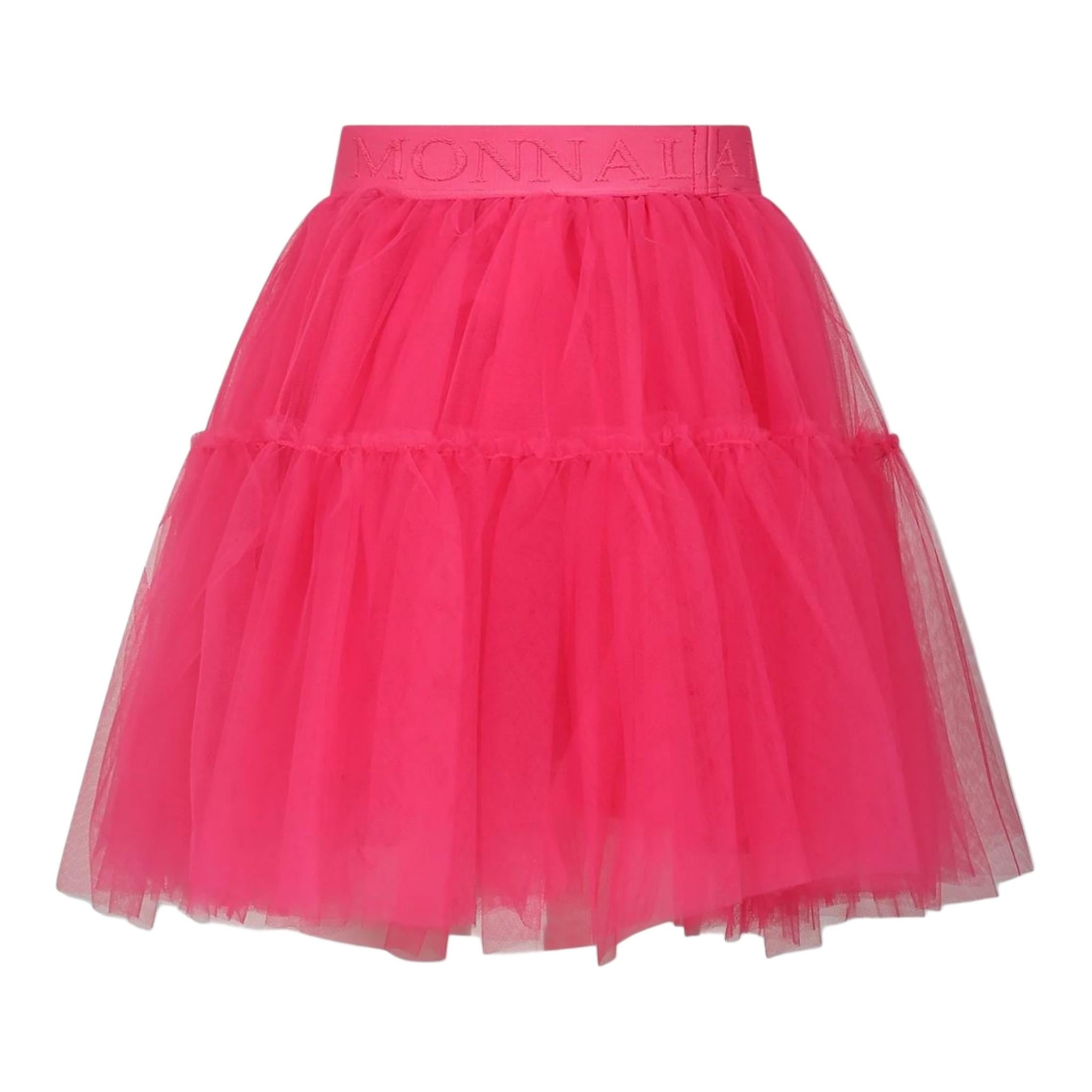 Monnalisa Gonna Tinta Unita con Tulle per Bambina 17CGON FUXIA MONNALISA 
