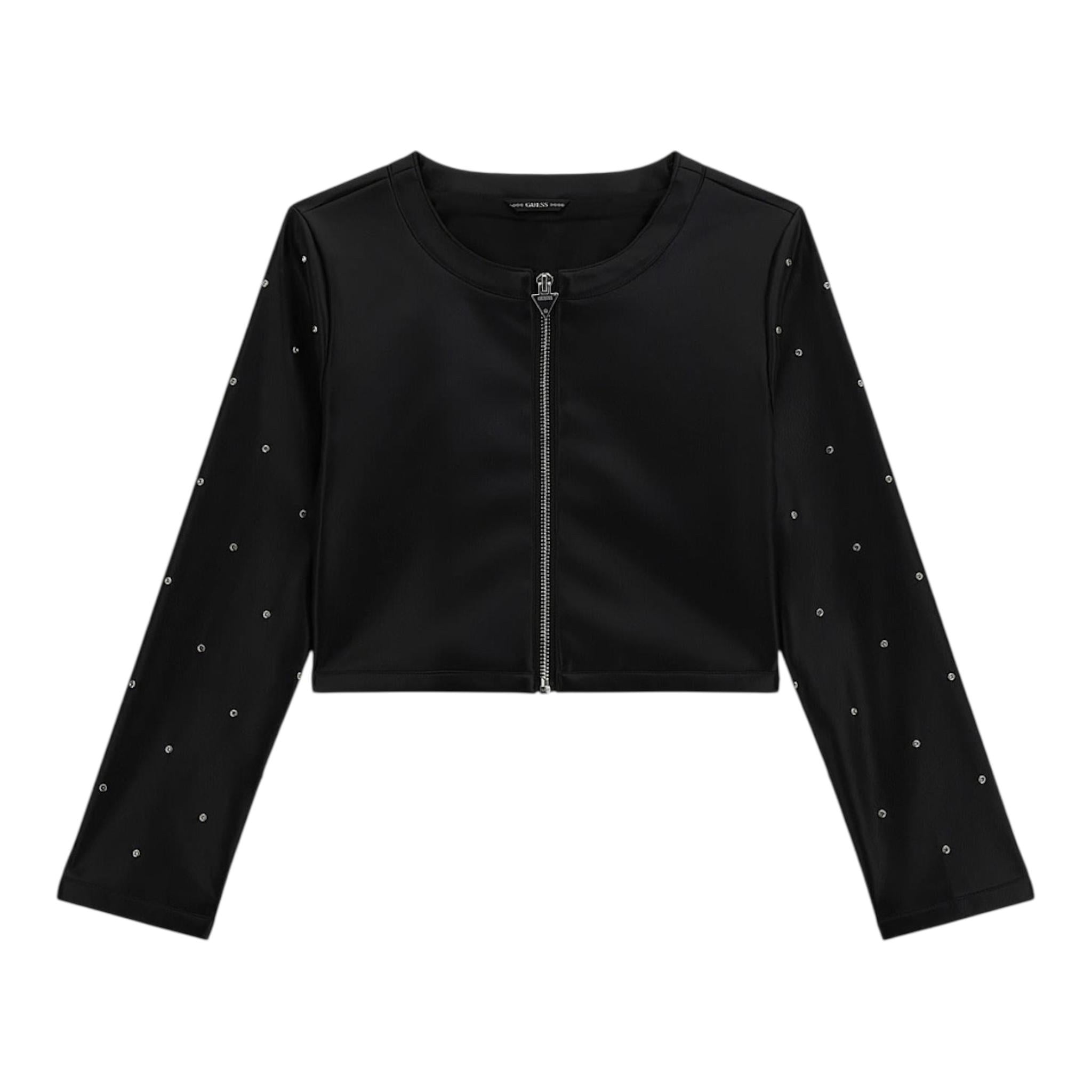 Guess Giubbino In Ecopelle Modello Crop con Zip per Bambina J4RL06WE8D0 NERO GUESS 