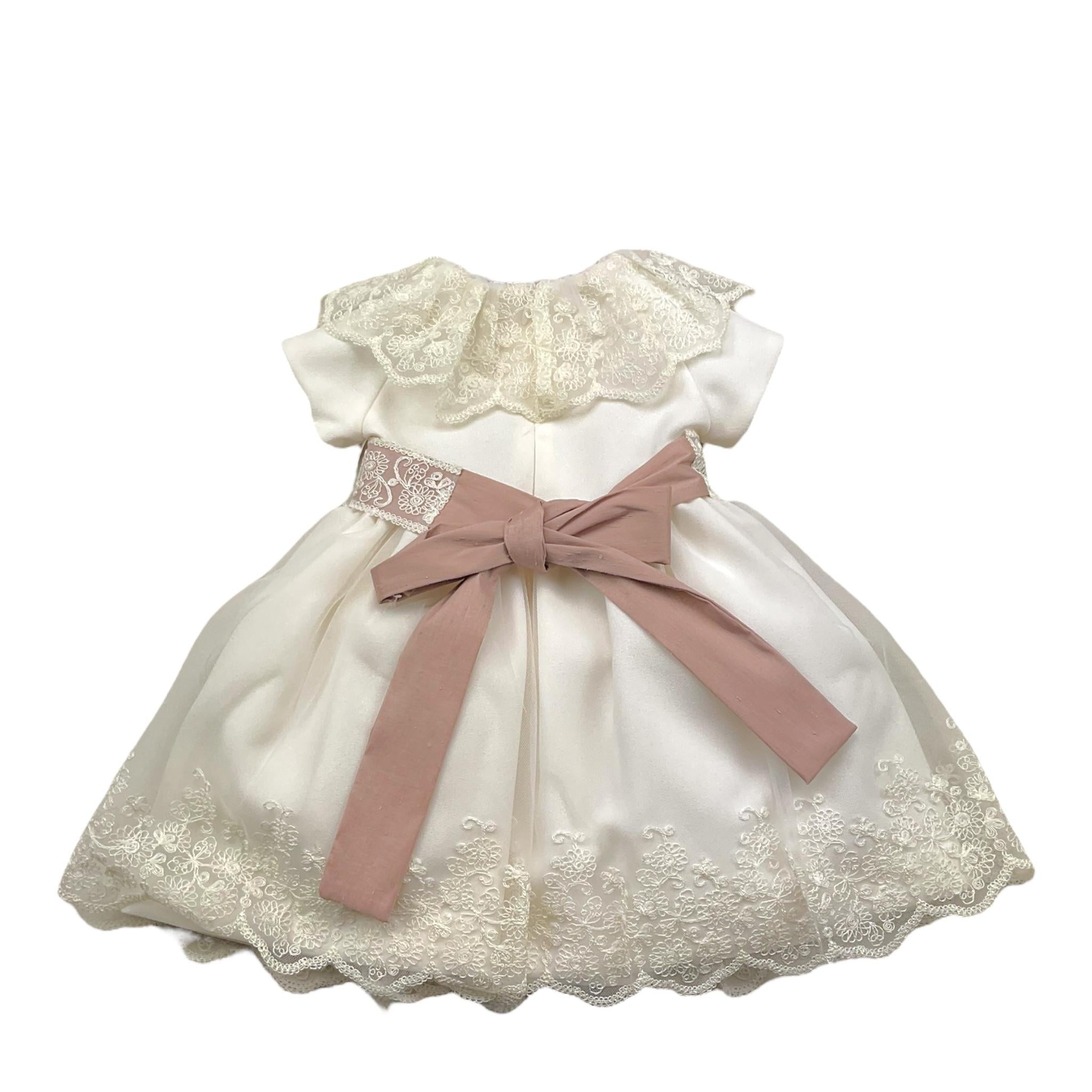 MARLU' abito cerimonia tinta unita con ricami Bianco per Neonata MU11769 BIANCO MARLU' 