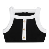 Balmain Top Tinta Unita con Profili In Contrasto per Bambina BW8B52 NERO BALMAIN 
