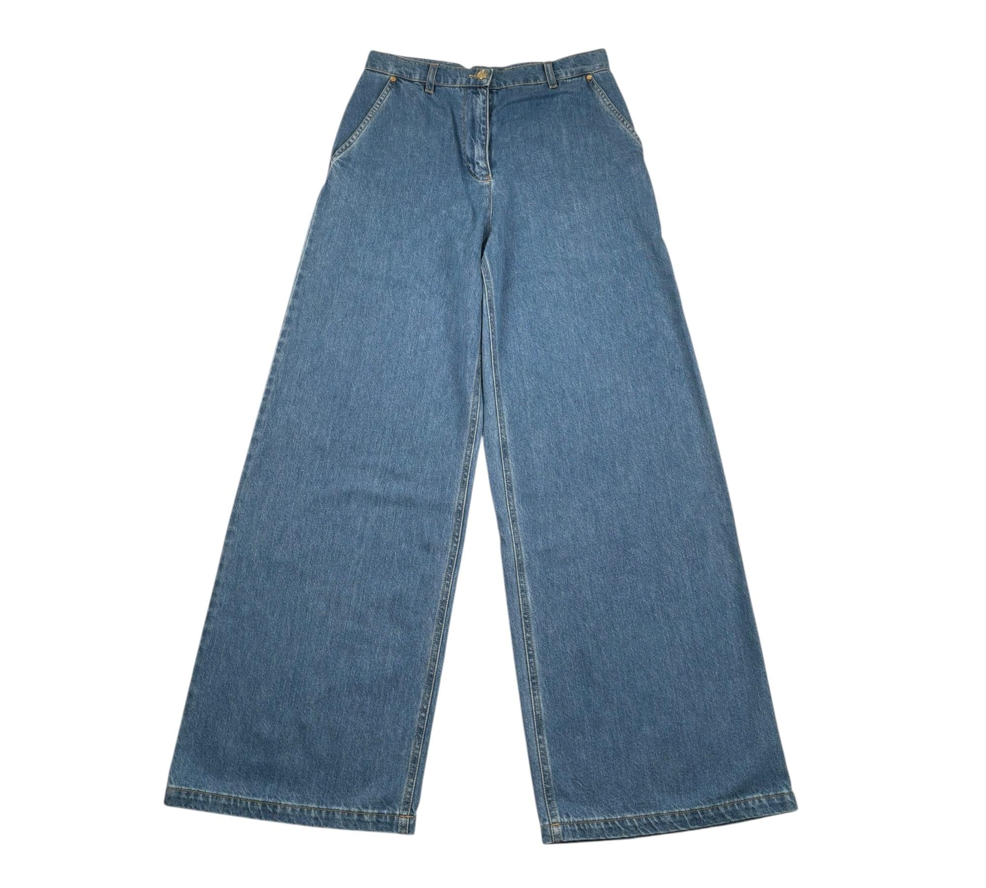 Elisabetta Franchi Jeans Tinta Unita Modello Palazzo per Bambina EFPA275 BLU ELISABETTA FRANCHI 