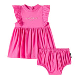Balmain Set Abito Tinta Unita con Coulotte per Neonata BW1072 FUXIA BALMAIN 