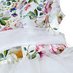 Childrenfashionatelier Abito Cerimonia Tinta Unita con Fantasia Fiori per Bambina 523 BIANCO CHILDRENFASHIONATELIER 