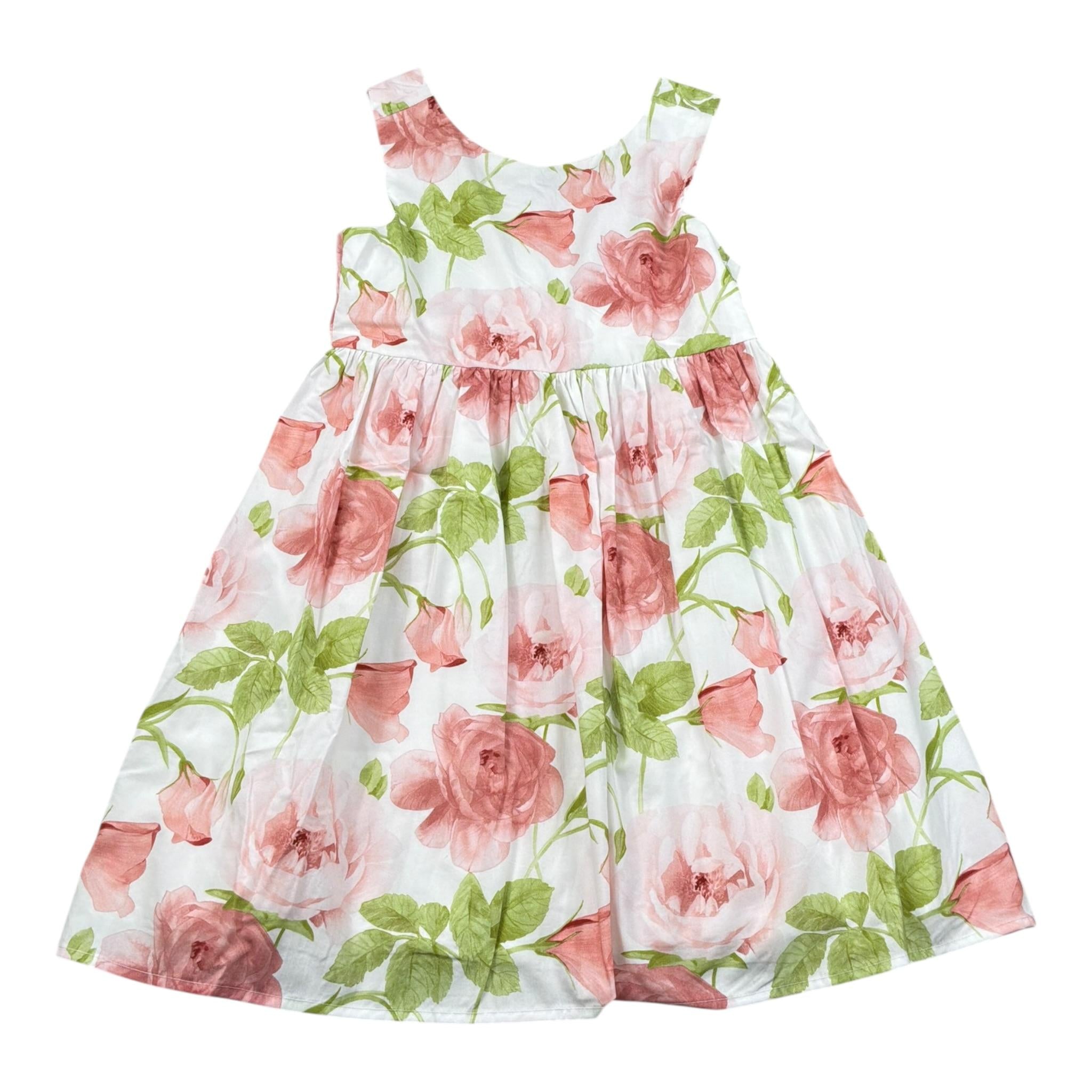 Magil Abito Tinta Unita con Fantasia Fiori per Bambina FN20158 BIANCO MAGIL 