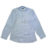 Emanuel Pris Camicia Tinta Unita Con Collo Coreano Azzurro Per Bambino