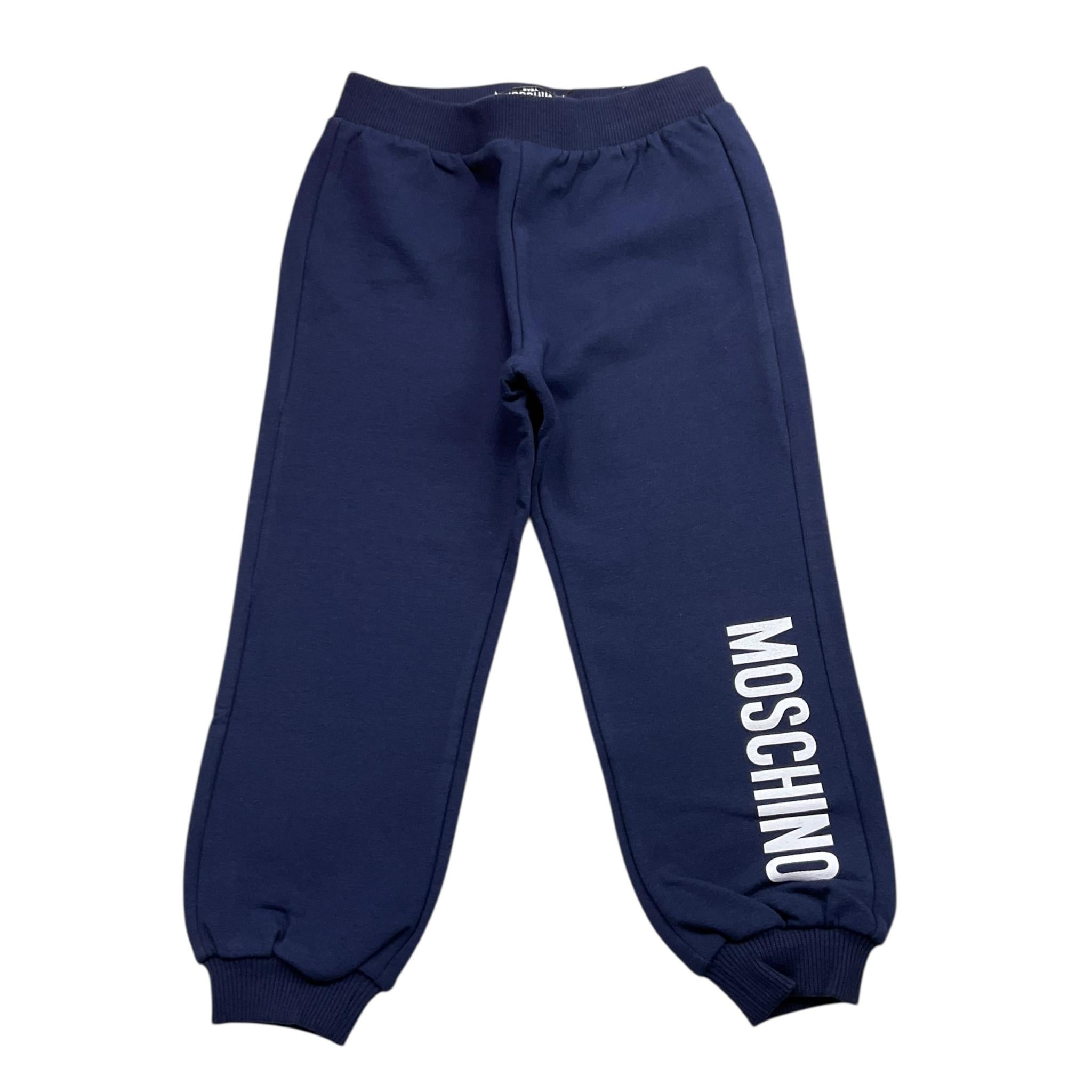 MOSCHINO pantalone tuta tinta unita con stampa logo Blu per Bambino MUP058XJ BLU MOSCHINO 