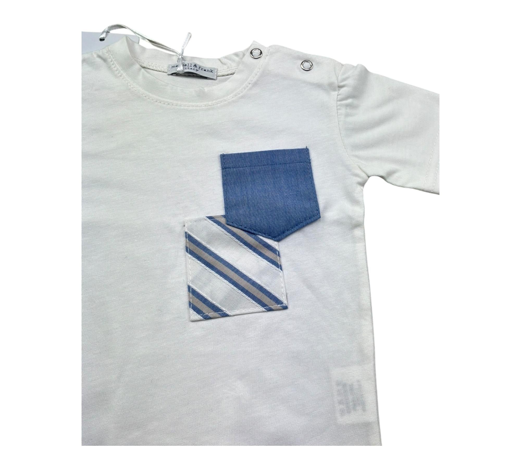 Manuel & Frank Body Mezza Manica Tinta Unita con Taschino per Neonato MF7346I BIANCO MANUEL & FRANK 